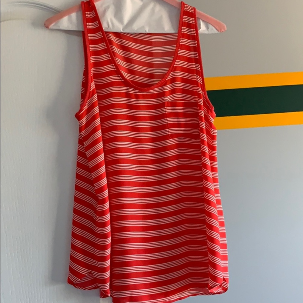 Coral Striped Tank from Loft Worn Once